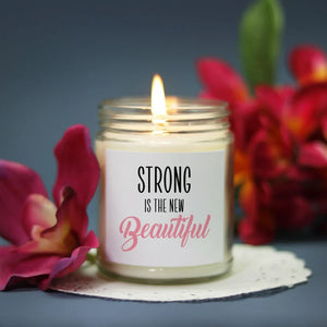 Strong is Beautiful Candle l Breast Cancer, Mental Health Quotes, Positive Vibes, Encouragement Gift l Soy Scented Candle, Hand Poured, - Head Art Works