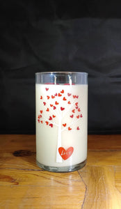 Heart Tree- White and Red Hearts- Happy Valentines Day- Be Mine- Be My Valentine- Heart Candle- 3D Candle- - Customize - Head Art Works